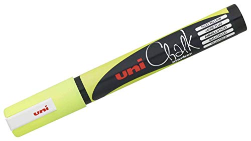 uni-ball 186207 - Fenster- & Kreidemarker UNI CHALK PWE-5M, 1,8 - 2,5 mm, Rundspitze, fluoreszierend gelb von Uni