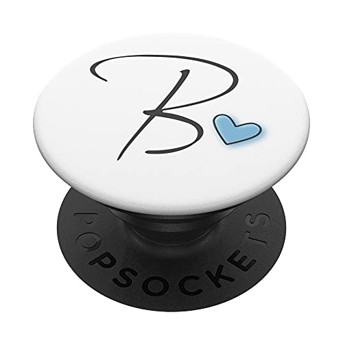 Anfangsbuchstabe B Buchstabe B Herz Hellblau Kalligrafie PopSockets mit austauschbarem PopGrip von UniKateNames Buchstaben Pastellherz Design