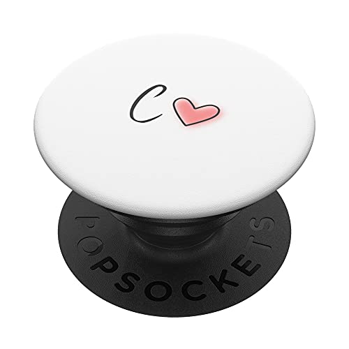 Buchstabe C Pastell Rosa Herz Kalligrafie Anfangsbuchstabe c PopSockets mit austauschbarem PopGrip von UniKateNames Buchstaben Pastellherz Design