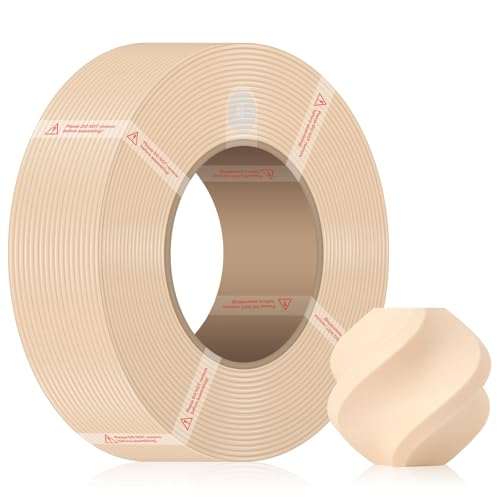 Refill PETG HF 3D Drucker Filament 1.75mm+/-0.03mm mit RFID Compatible with Bambulab A1/A1 Mini/X1/P1 Serie1KG Spulenlos Refilament Hohe Druckgeschwindigkeit (Creme 33401) von UniTak3D