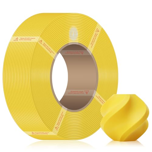 Refill PETG HF 3D Drucker Filament 1.75mm+/-0.03mm mit RFID Compatible with Bambulab A1/A1 Mini/X1/P1 Serie1KG Spulenlos Refilament Hohe Präzision Druckgeschwindigkeit (Gelb 33400) von UniTak3D