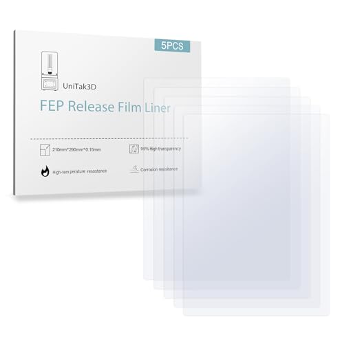 Photon MONO M5s FEP Release Film 210 * 290mm,3D Drucker Zubehör Compatible with Anycubic Photon MONO M5s PRO,Photon MONO M5s und Photon MONO M5 UV DLP LCD Harz 3D Drucker-0.15 Dicke(5pcs) von UniTak3D