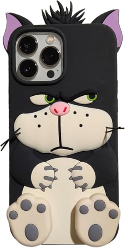 Kompatibel mit iPhone 16 Pro Hülle für Kinder, 3D-Cartoon-Hülle, weiches Silikon, niedlicher Klauenständer, Tierfigur, lustig, stoßfest, Gummi-Schutzhülle, freche Katzen, für iPhone 16 Pro Kompatibel mit iPhone 16 Pro Hülle für Kinder, 3D-Cartoon-Hülle, weiches Silikon, niedlicher Klauenständer, Tierfigur, lustig, stoßfest, Gummi-Schutzhülle, freche Katzen, für iPhone 16 Pro von Unichthy