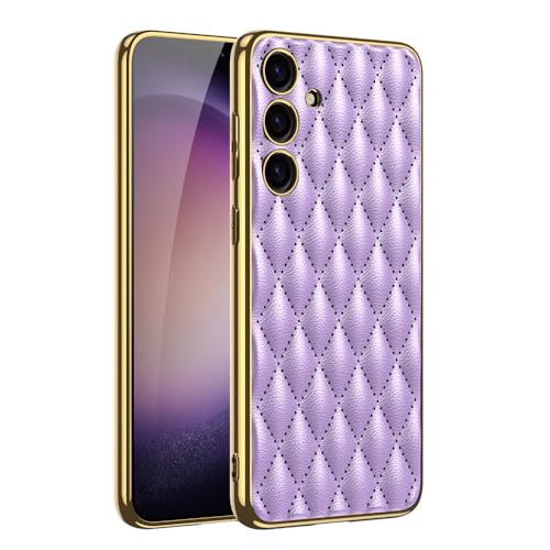 Samsung Galaxy S24 Plus 5G Hülle 2024 für Frauen und Mädchen [individueller Schutz für jedes Objektiv] Slim Fit Cover Golden Galvanisiert mit Diamantleder-Finish für Galaxy S24 Plus - Lila von Unichthy