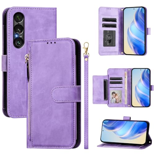 Schutzhülle für Sony Xperia 1 VII 2025 mit Reißverschluss, 7 Kartenfächer mit Handschlaufe, stoßfest, Leder, Klappetui, Handtasche, Reißverschluss, Handyhülle, Ständer, starker Magnetverschluss Schutzhülle für Sony Xperia 1 VII 2025 mit Reißverschluss, 7 Kartenfächer mit Handschlaufe, stoßfest, Leder, Klappetui, Handtasche, Reißverschluss, Handyhülle, Ständer, starker Magnetverschluss von Unichthy