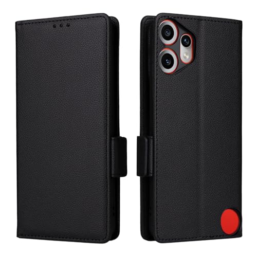 Unichthy Schutzhülle für CMF Phone 2 Pro, stoßfest, Litschi-Textur, rutschfest, PU-Leder, Ständer, Magnetverschluss, Folio-Handyhülle, für Nothing CMF Phone 2 Pro, Schwarz Unichthy Schutzhülle für CMF Phone 2 Pro, stoßfest, Litschi-Textur, rutschfest, PU-Leder, Ständer, Magnetverschluss, Folio-Handyhülle, für Nothing CMF Phone 2 Pro, Schwarz von Unichthy