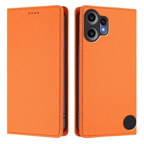 Unichthy Schutzhülle für CMF Phone 2 Pro, stoßfest, Litschi-Textur, rutschfest, PU-Leder, Ständer, Magnetverschluss, RFID-Blockierung, 3 Kartenfächer, Handyhülle für CMF Phone 2 Pro, Orange Unichthy Schutzhülle für CMF Phone 2 Pro, stoßfest, Litschi-Textur, rutschfest, PU-Leder, Ständer, Magnetverschluss, RFID-Blockierung, 3 Kartenfächer, Handyhülle für CMF Phone 2 Pro, Orange von Unichthy