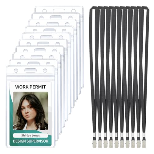 Uniclife 10 Pack ID Ausweishalter Vertikale Weiche Kartenhalter mit Flachen Hals Lanyard & Metall-Clip wasserdicht Schutz klar Kuststoff Fall für Büro Schule Krankenschwester Proximity Schlüsselkarte von Uniclife
