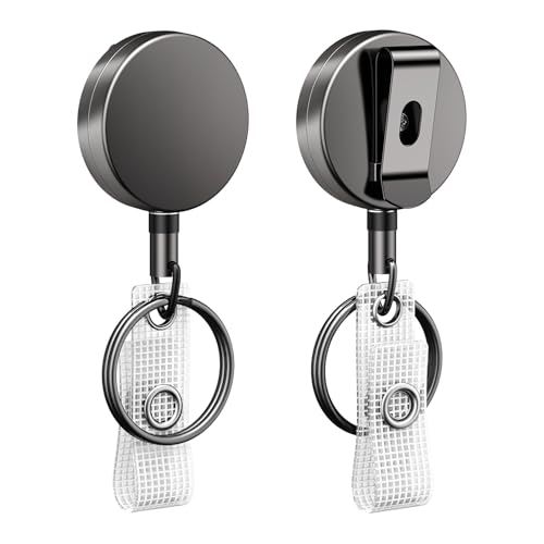 Uniclife 2 Pack Heavy Duty Badge Reel,Einziehbar Ausweis-Clip,Upgrade Einziehbare Badge Holders,Premium Heavy Duty Metall ID Ausweishalter mit Gürtel-Clip Schlüsselring für Name Card Keychain Klein Uniclife 2 Pack Heavy Duty Badge Reel,Einziehbar Ausweis-Clip,Upgrade Einziehbare Badge Holders,Premium Heavy Duty Metall ID Ausweishalter mit Gürtel-Clip Schlüsselring für Name Card Keychain Klein von Uniclife