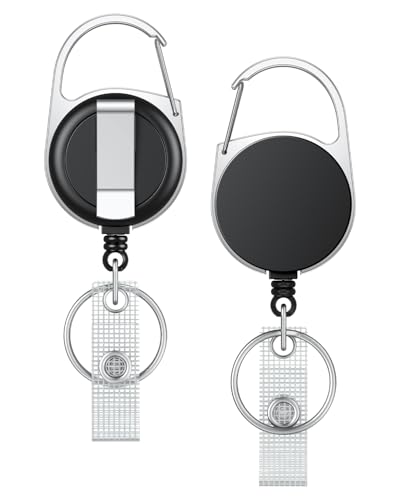 Uniclife 2 Pack Einziehbare Badge Reel für Ausweishalter Heavy Duty einziehbare Schlüsselanhänger Starke ABS-Gehäuse Schwarzer Schlüsselbund Verlängerer mit Karabinerhaken Gürtelclip und Schlüsselring Uniclife 2 Pack Einziehbare Badge Reel für Ausweishalter Heavy Duty einziehbare Schlüsselanhänger Starke ABS-Gehäuse Schwarzer Schlüsselbund Verlängerer mit Karabinerhaken Gürtelclip und Schlüsselring von Uniclife