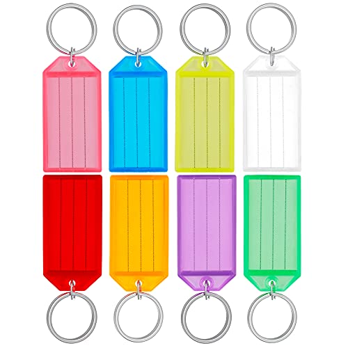 Uniclife 20er Pack Robust Kunststoff Schlüsselanhänger beschriftbar, Schlüsselanhänger zum Beschriften mit Split Ring Label Fenster, 8 Farben von Uniclife