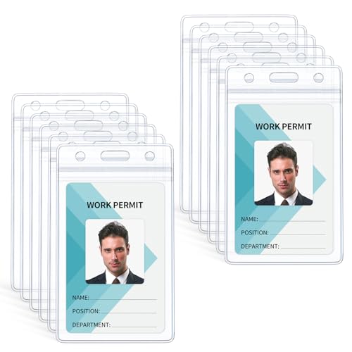 Uniclife Ausweishülle Vertikaler ID-Ausweishüllen, wasserdicht, Kartenhülle, strapazierfähige Kartenschutztasche mit wiederverschließbarem Reißverschluss für Lizenz und Kreditkarte, 12 Stück von Uniclife