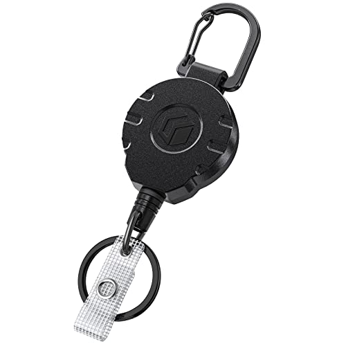 Uniclife Einziehbarer Schlüsselanhänger für Ausweishalter Heavy Duty Badge Reel bis zu 226 g starkes ABS-Gehäuse mit Edelstahl Federspule 80 cm Stahldrahtseil Karabinerclip und Schlüsselring, 1 Stück von Uniclife