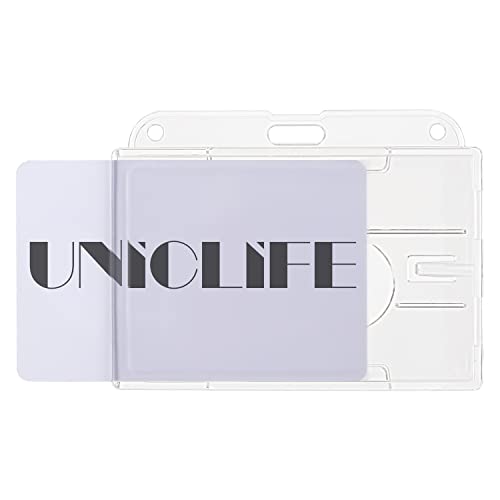 Uniclife Horizontaler 2-Karten-Ausweishalter mit Daumenschlitz Harte transparente PC-Schutzhülle für Büro-Schulausweise Kreditkarten Führerscheine und Pässe, 2er-Pack von Uniclife
