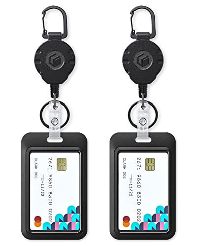 Uniclife Schiebe-Ausweishalter Vertikale Tasche mit einziehbarem Schlüsselanhänger Badge Reel für bis zu 226 g Hard Card Protector für ID-Kreditkarten Proximity Key Cards Führerscheine, 2 Stück von Uniclife