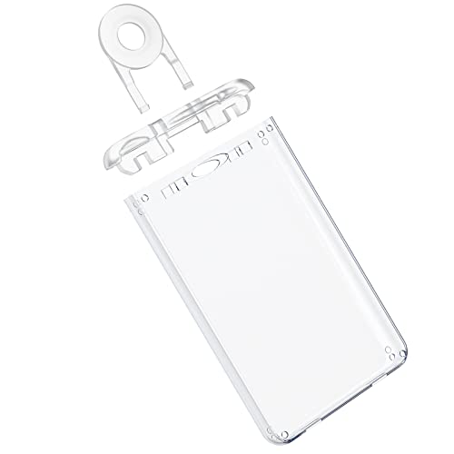 Uniclife Verschlossener 3-Karten-PC-Ausweishalter mit Schlüsselstift aus Kunststoff, harte, durchsichtige Kartenhülle mit UV-Schutz für Bürokarten-Führerschein, 2 Stück von Uniclife