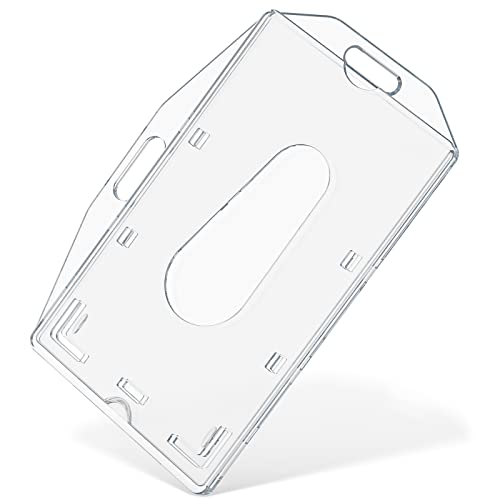 Uniclife Vertikale und horizontale 1-Karte Badge Holder mit Daumen Slot Single Card Hard Transparent PC Case Protector für Büro Schule ID Credit Card Führerschein und Pass, 5 Stück von Uniclife