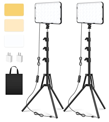 2 Packungen LED Videoleuchte Fotografie Beleuchtung mit 62.99'' Stativ, Unicucp 2500-8500K Dimmbar Studio Licht Streaming Licht für Live Game YouTube TikTok Fotografie Videobeleuchtung Videokonferenz von Unicucp