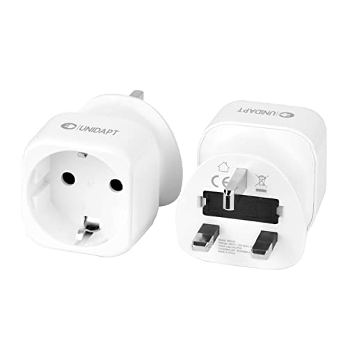 UK Adapter Stecker Typ G, Unidapt Deutschland EU zu England Reiseadapter - Steckdose Reisestecker Steckdosenadapter für Irland Dubai Malediven Kenia Großbritannien Reise Travel - 2 Stücke von Unidapt