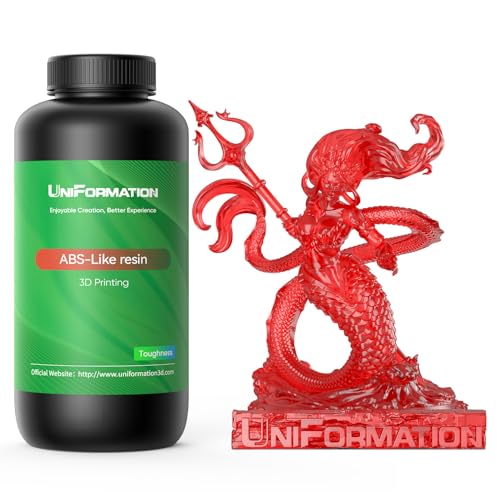 UNIFORMATION ABS-hnliches Harz hart robust 3D-Druckerharz Photopolymer UV-hrtende 3D-Harzflüssigkeit mit hoher Przision geeignet für SLA/LCD/DLP-Druck funktionaler mechanischer Druck klar rot 1 kg von Uniformation