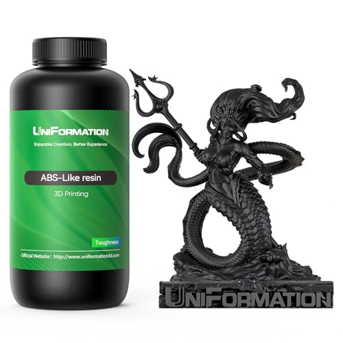UNIFORMATION ABS-hnliches Harz hart robust 3D-Druckerharz Photopolymer UV-hrtendes 3D-Harz-Flüssigkeit mit hoher Przision geeignet für SLA/LCD/DLP-Druck funktionaler mechanischer Druck Schwarz 3 kg von Uniformation