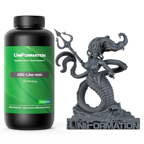 UNIFORMATION HD ABS-hnliches Harz hart robust 3D-Druckerharz Photopolymer UV-hrtendes 3D-Harz-Flüssigkeit mit hoher Pr?zision geeignet für SLA/LCD/DLP HD Dunkelgrau 3 kg von Uniformation