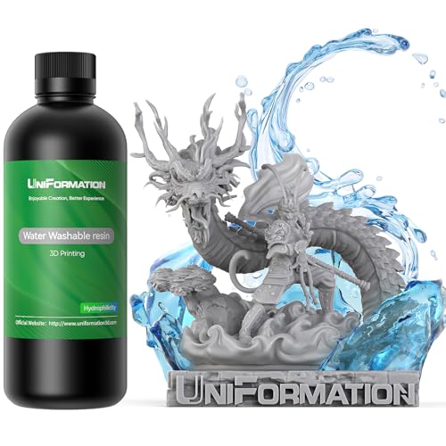 UNIFORMATION HD Wasserabwaschbares Harz Leicht zu reinigen Schnell UV-hrtendes 3D-Druckerharz Photopolymer Geringe Viskositt Schnelles 3D-Harz für SLA/LCD/DLP-Druck HD Grau 2KG von Uniformation