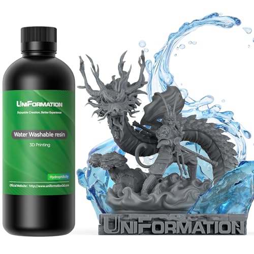 UNIFORMATION HD Wasserabwaschbares Harz Leicht zu reinigen Schnell UV-hrtendes 3D-Druckerharz Photopolymer Geringe Viskositt Schnelles 3D-Harz für SLA/LCD/DLP-Druck HD Dunkelgrau 2KG von Uniformation