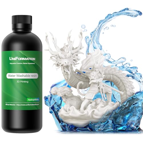 UNIFORMATION Wasserabwaschbares Harz Leicht zu reinigen Schnell UV-hrtendes 3D-Drucker-Harz Photopolymer Geringe Viskositt Schnelles 3D-Harz für SLA/LCD/DLP-Druck Wei 1KG von Uniformation