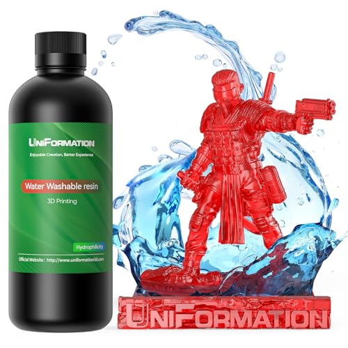 UNIFORMATION Wasserabwaschbares Harz Leicht zu reinigen Schnell UV-hrtendes 3D-Druckerharz Photopolymer Geringe Viskositt Schnelles 3D-Harz für SLA/LCD/DLP Druck Klar Rot 1KG von Uniformation