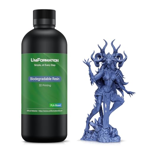 Uniformation PLA Pflanzenbasiertes 3D Resin Biologisch abbaubares UV härtendes Harz 405nm für LCD 3D Printer Resin, Geruchsarm, Hohe Präzision X13 Grau 1kg von Uniformation
