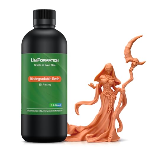 Uniformation PLA Pflanzenbasiertes 3D Resin Biologisch abbaubares UV härtendes Harz 405nm für LCD 3D Printer resin, Geruchsarm, Hohe Präzision X14 Orange Red 1kg von Uniformation