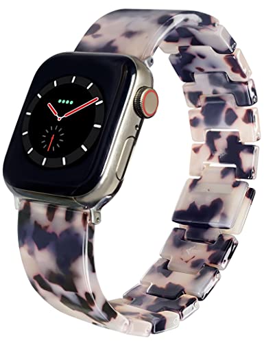 Harz Uhrenarmband kompatibel mit Apple Watch Band 38/40/41/42/44/45/49 mm, modisches Schildpatt-Uhrenarmband für iWatch Serie Ultra/SE/8/7/6/5/4/3/2/1, leichtes Uhrenarmband für iWatch Ersatzband von Unilily