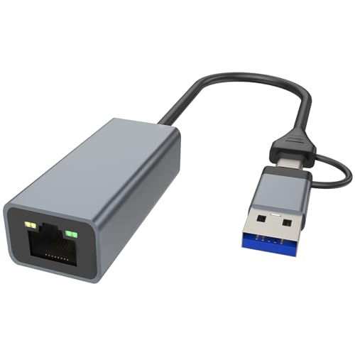 USB C auf Ethernet Adapter, USB 3.0 auf RJ45 Gigabit Ethernet LAN 100 Mbps Netzwerkadapter, Ethernet auf USB Typ-C Netzwerk Adapter für TV/Windows XP/Mac-Book/Linux/Vista usw von Unillous