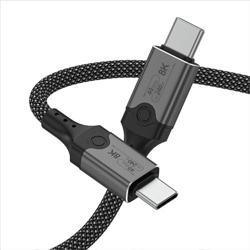 Unillous USB4 Kabel mit Thunderbolt 4 Kabel 1M, 40Gbps Datenkabel, PD 3.1 240W USB-C auf USB-C Ladekabel, 8K60Hz 4K120Hz HDR Videokabel für iPhone 16 15 MacBook, Dock station, SSD, Monitor, Hub von Unillous