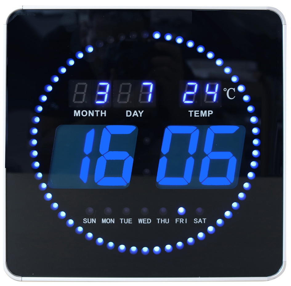 UNiLUX LED-Wanduhr FLO LED, mit Datum/Temperatur, schwarz von Unilux