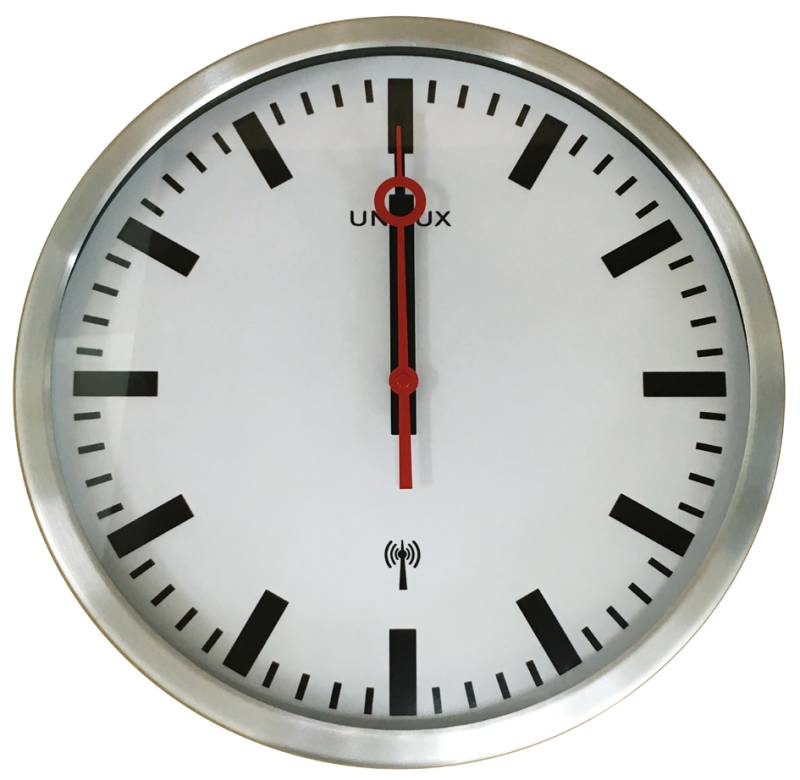 UNiLUX Wanduhr/Funkuhr STATION, Durchmesser: 350 mm, silber von Unilux