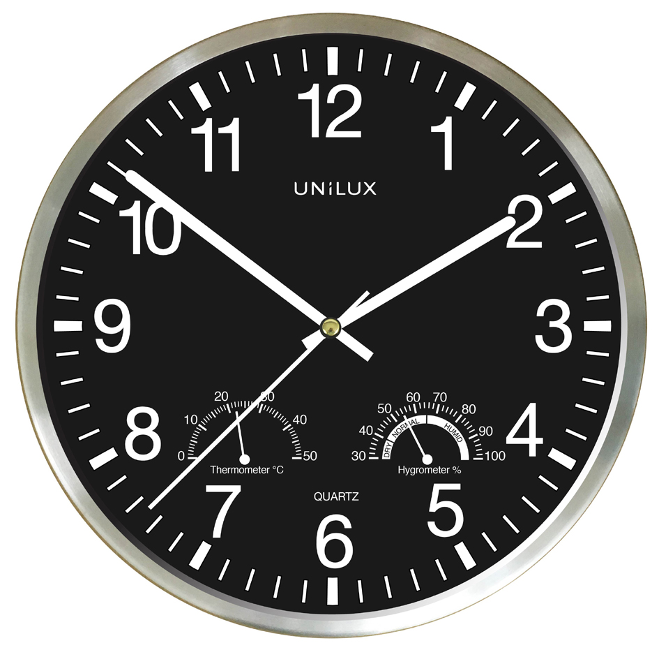 UNiLUX Wanduhr WETTY, Durchmesser: 300 mm, schwarz von Unilux