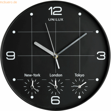 Unilux Wanduhr On Time Kunststoff 30 cm schwarz von Unilux