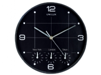 Wanduhr Unilux On-Time schwarz ø30,5cm 4 Zeitzonen von Unilux
