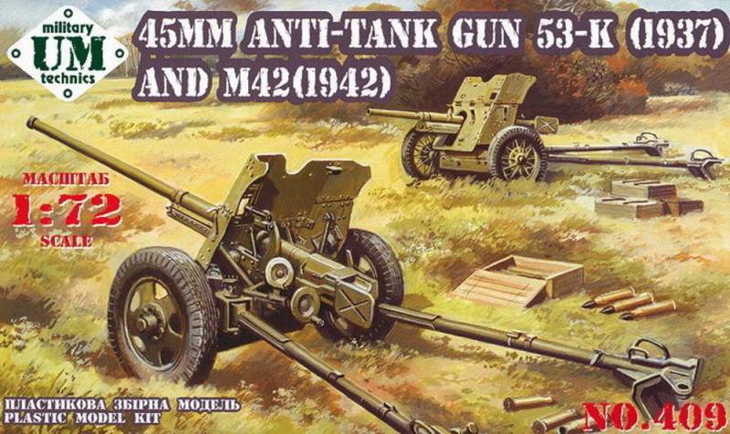 45mm Antitank guns 53-K (1937) and M42 (1942) von Unimodels
