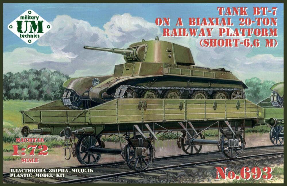 BT-7 tank on a biaxial 20-ton railway platform (short - 6.6m) von Unimodels