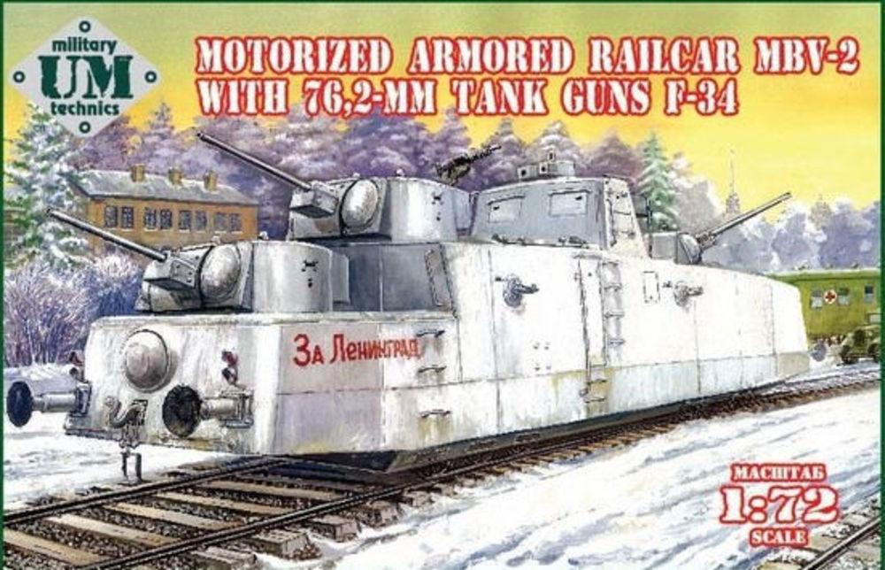 MBV-2 motorized armored railcar w.76,2mm Tank guns F-34 von Unimodels