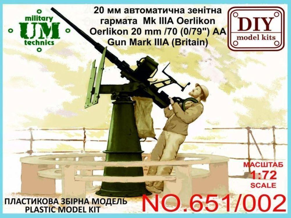 Oerlikon 20mm/70 (0,79)AA gun mark IIIA von Unimodels