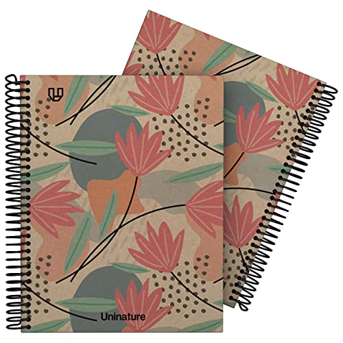 Unipapel | 100% recyceltes A5-Notizbuch | 80 Blatt kariert 4 x 4 | 90 g | Blumen | FSC recycelt 100% | Hardcover | Uninature Design von Unipapel