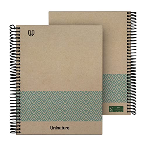 Unipapel | 100% recyceltes A5-Notizbuch | 80 Blatt kariert 4 x 4 90 g | Hardcover | Blau | Uninature Concept | FSC Recycled 100% von Unipapel