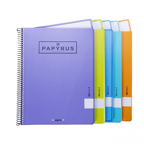 Unipapel 98462093 Notizbücher mit 80 mikroperforierten Blatt, A4+, kariert 5 mm, farbiges Band, 90 g, Einband aus Polypropylen, Papyrus 08, einfarbig 1 von Unipapel