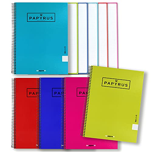 Unipapel 98463199 Notizbücher mit 120 Blatt mikroperforiert, 5 farbige Streifen, A4+, 90 g/m², Hardcover, gefüttert, Papyrus 04, einfarbig 5 von Unipapel
