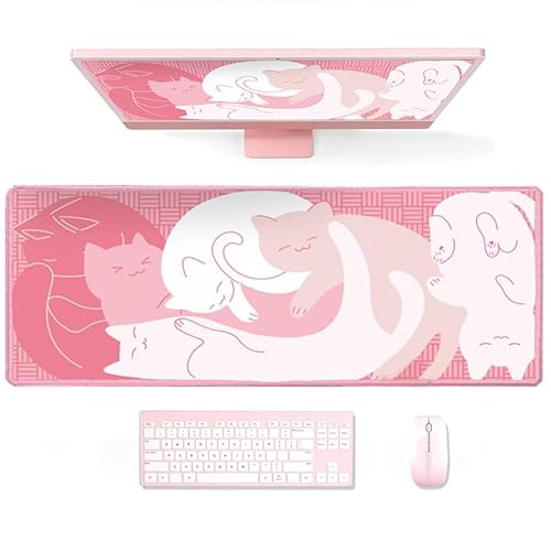 Uniqcasa Gaming-Mauspad, XL, erweitertes Anime-Mauspad, 80 x 30 cm, großes niedliches Kawaii-Mauspad, Schreibtischunterlage mit rutschfester Gummiunterseite und genähtem Rand für Zuhause, Büro, rosa Uniqcasa Gaming-Mauspad, XL, erweitertes Anime-Mauspad, 80 x 30 cm, großes niedliches Kawaii-Mauspad, Schreibtischunterlage mit rutschfester Gummiunterseite und genähtem Rand für Zuhause, Büro, rosa von Uniqcasa
