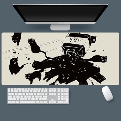 Uniqcasa Gaming-Mauspad, XXL, erweitertes Anime-Mauspad, 80 x 39,9 cm, großes niedliches Kawaii-Mauspad, Schreibtischunterlage mit rutschfester Gummiunterseite und genähtem Rand für Zuhause, Büro, von Uniqcasa